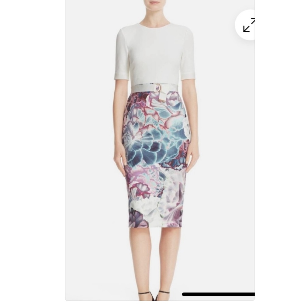 Ted Baker White Top with Floral Midi Skirt